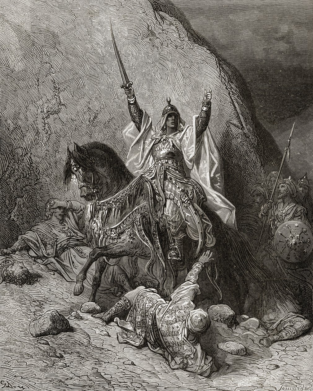 Saladin Yusuf (d.1173) Sulttaani toisen ristiretken aikana, kuvitus J-F:n Bibliotheque des Croisadesista. Michaud, 1877 tekijältä Gustave Dore