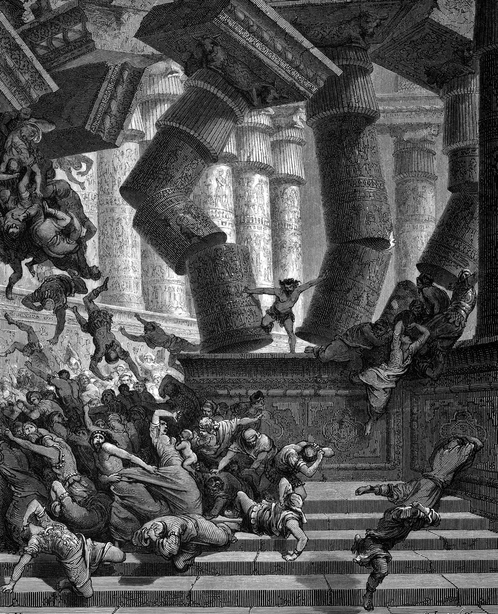 Simson kukistamassa Dagonin temppelin, 1866 tekijältä Gustave Dore