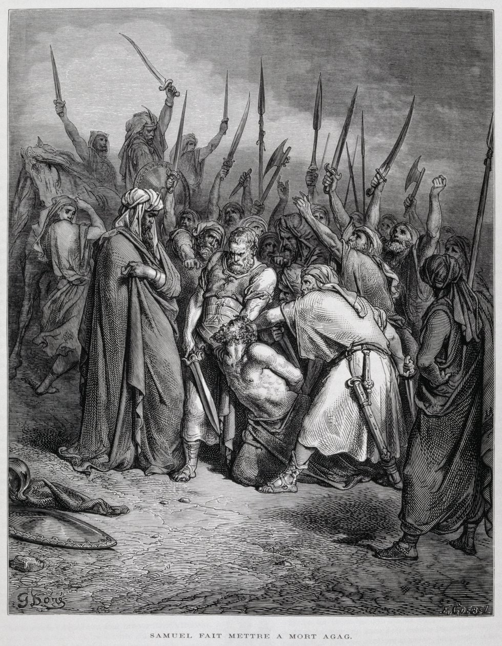 Samuel tappaa Agagin, kuvitus Doren Raamatusta tekijältä Gustave Dore