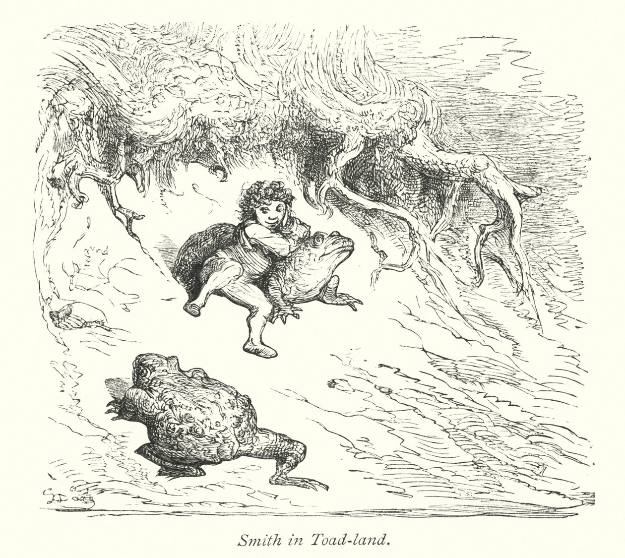 Smith rupikonnamaassa (kaiverrus) tekijältä Gustave Dore