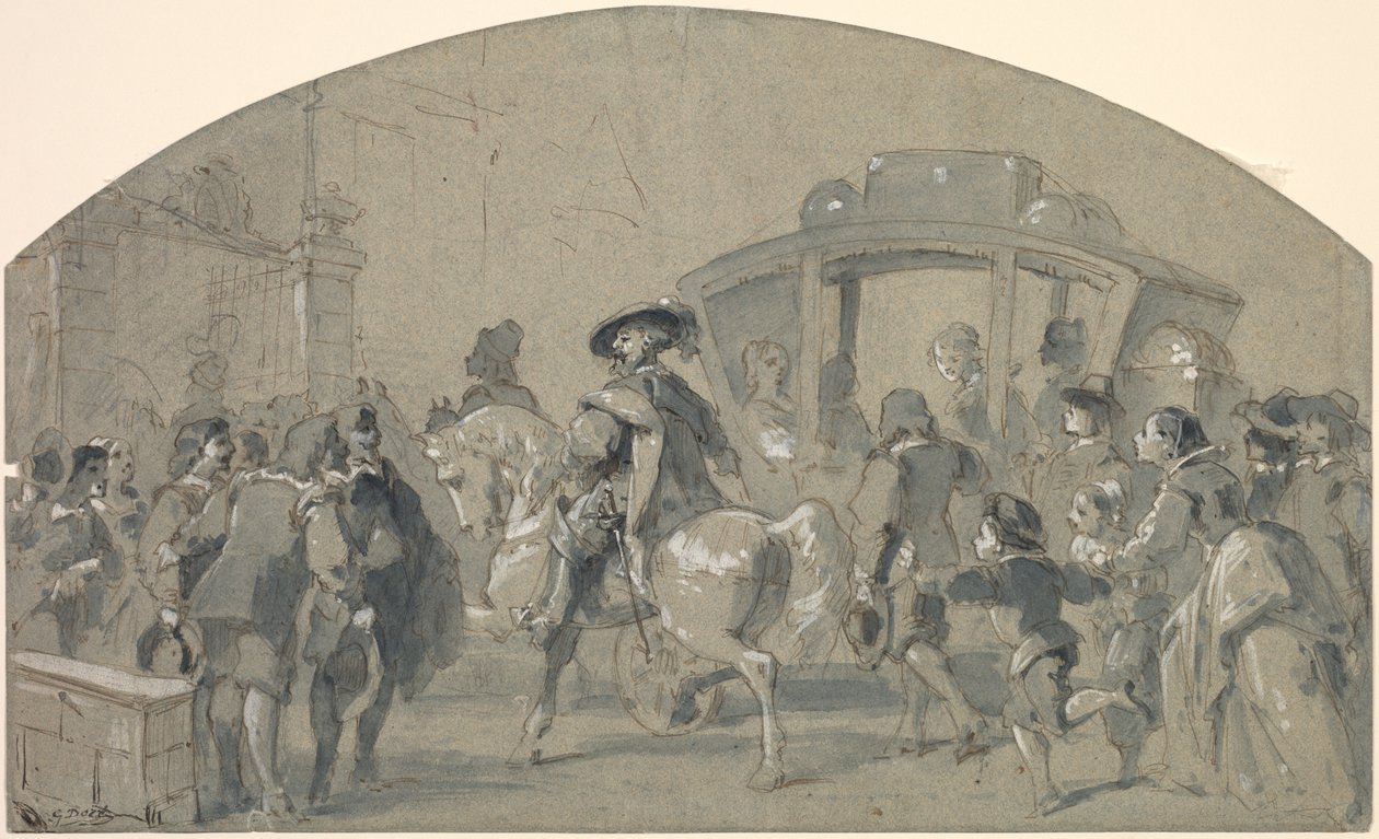 Street Scene recto, Sketches verso, c. 1848-49. tekijältä Gustave Dore