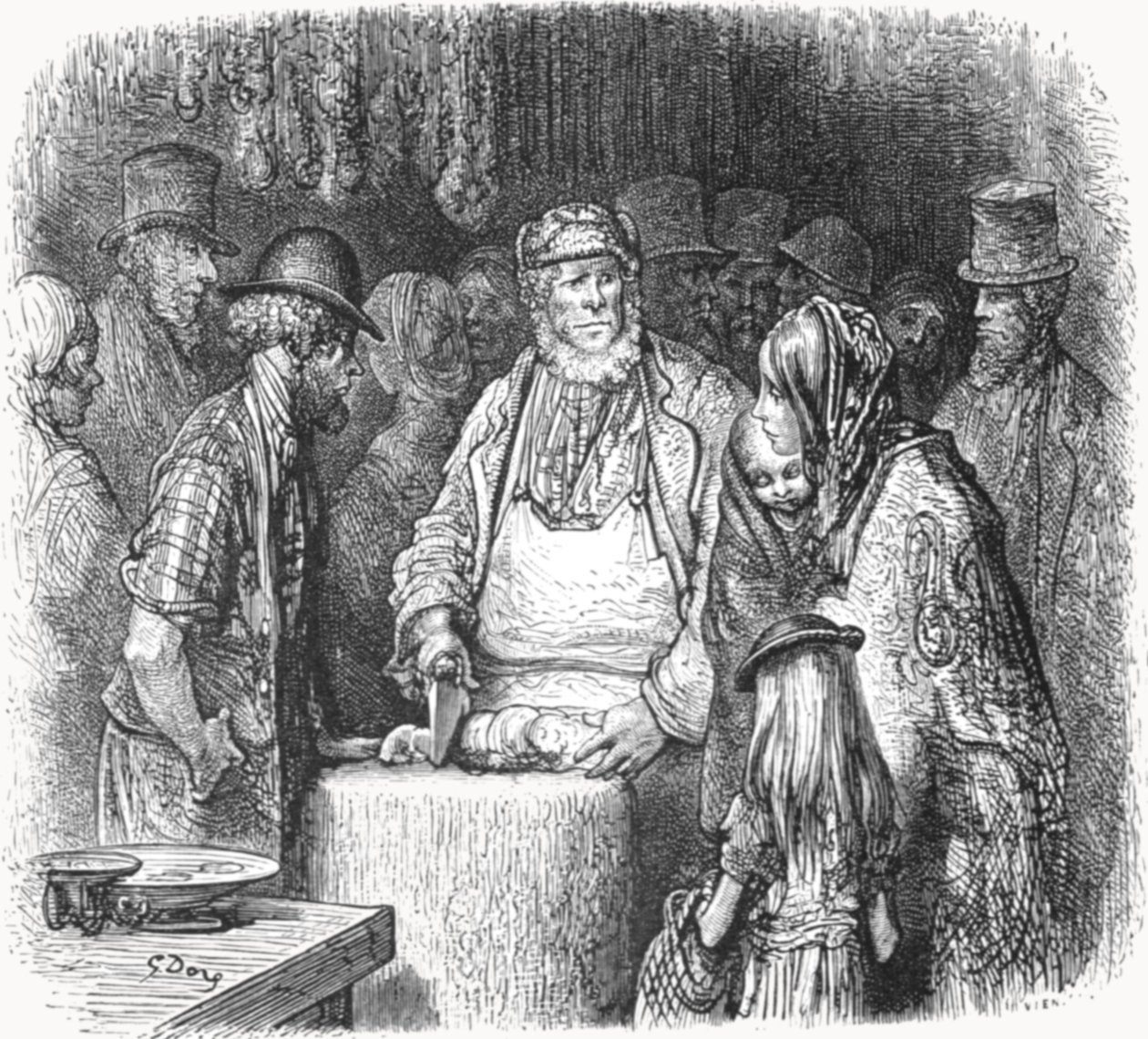 "The Butcher - Newport Market Alley", 1872. tekijältä Gustave Dore