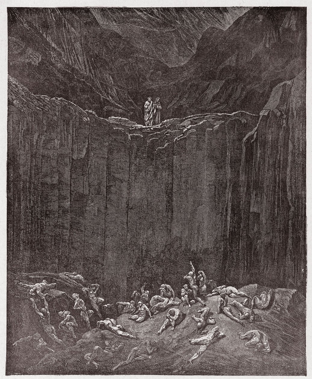 Jumalallinen komedia (La Divina Commedia, La Divine Comedie), Inferno, Canto 29: Laaksossa kiusatut väärentäjät - Dante Alighieri (1265-1321) - Gustave Doren (1832-1883) kuvitus tekijältä Gustave Dore