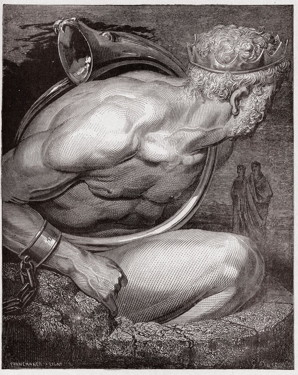Jumalallinen komedia (La Divina Commedia, La Divine Comedie), Inferno, Canto 31: Jättiläisten Nimrod - Dante Alighieri (1265-1321) - Kuvitus Gustave Dore (1832-1883) tekijältä Gustave Dore