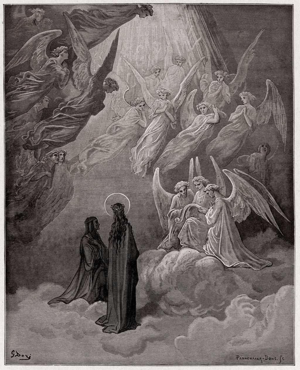 Jumalallinen komedia (La Divina Commedia, La Divine Comedie), Paradiso, Canto 20: Valoisat sielut laulavat - Dante Alighieri (1265-1321) - Kuvitus Gustave Dore (1832-1883) tekijältä Gustave Dore