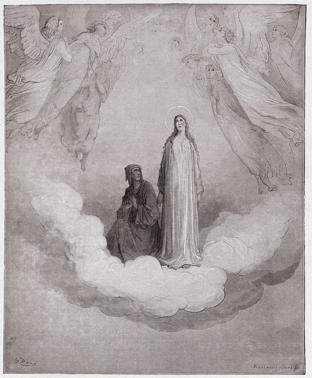 Jumalallinen komedia (La Divina Commedia, La Divine Comedie), Paradiso, Canto 21: Siunattu Beatrice seitsemännessä ympyrässä - Dante Alighieri (1265-1321) - Kuvitus Gustave Dore (1832-1883) tekijältä Gustave Dore