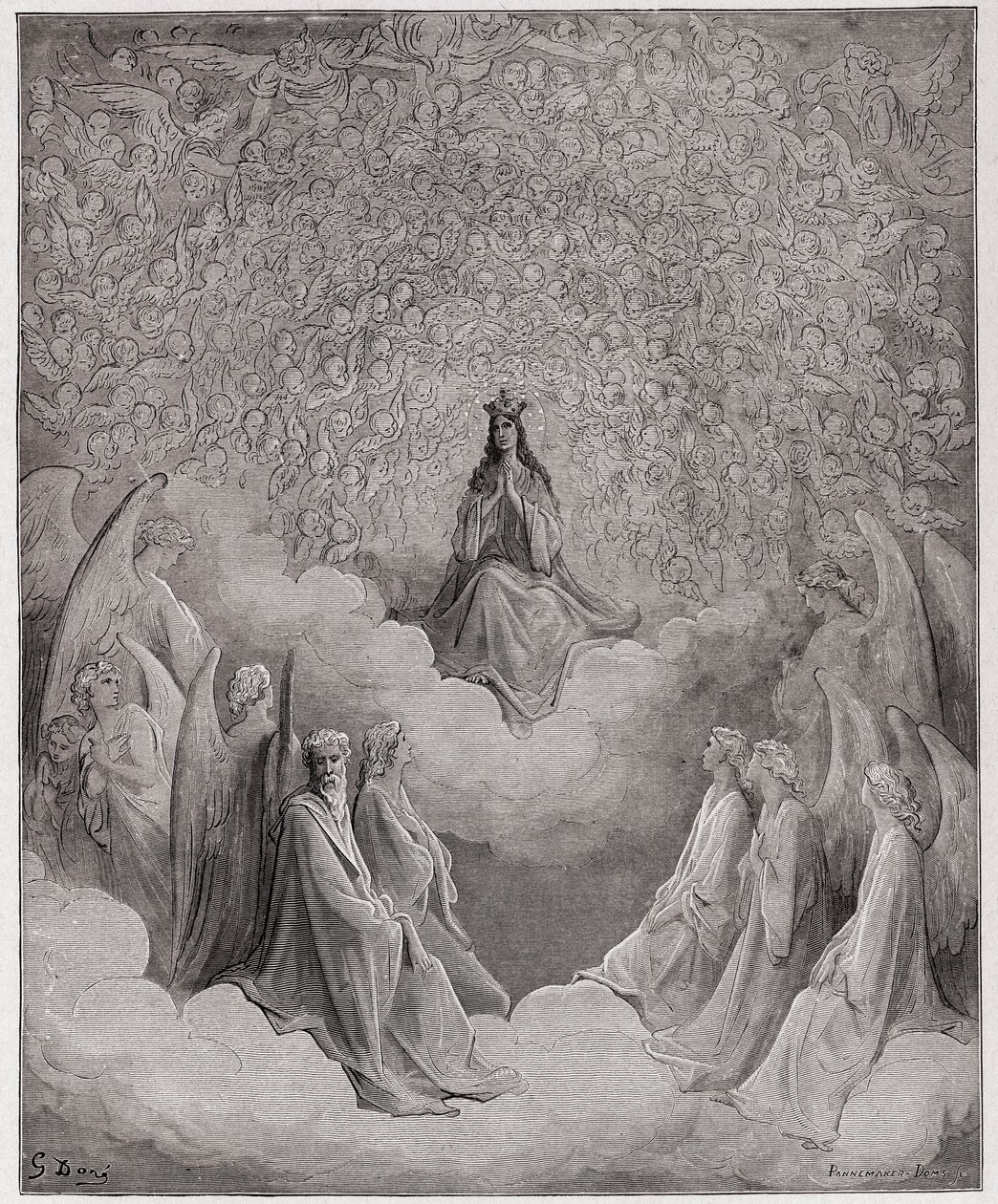 Jumalallinen komedia (La Divina Commedia, La Divine Comedie), Paradiso, Canto 31: Taivaan kuningatar - Dante Alighieri (1265-1321) - Kuvitus Gustave Dore (1832-1883) tekijältä Gustave Dore