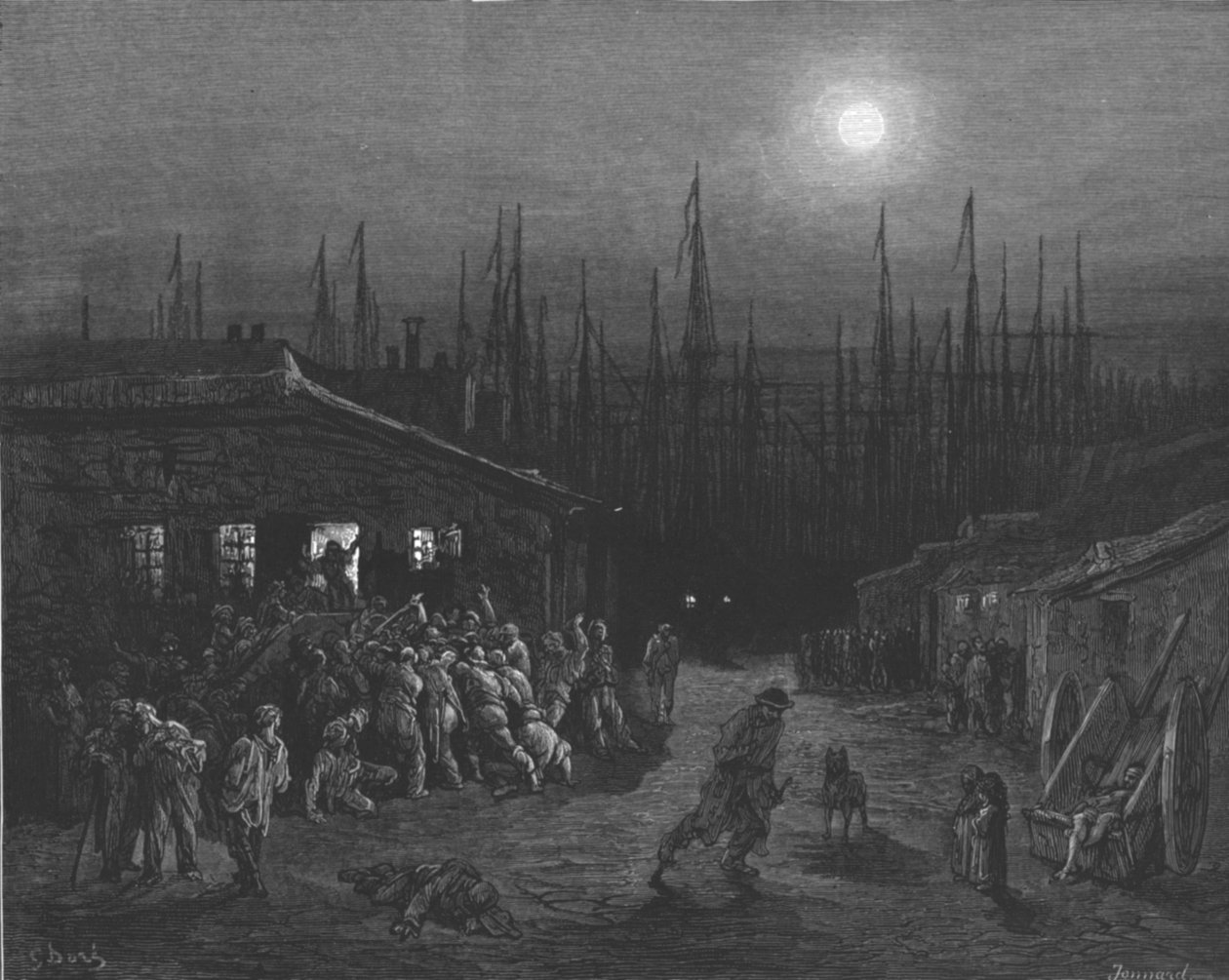 "The Docks - Night Scene", 1872. tekijältä Gustave Dore