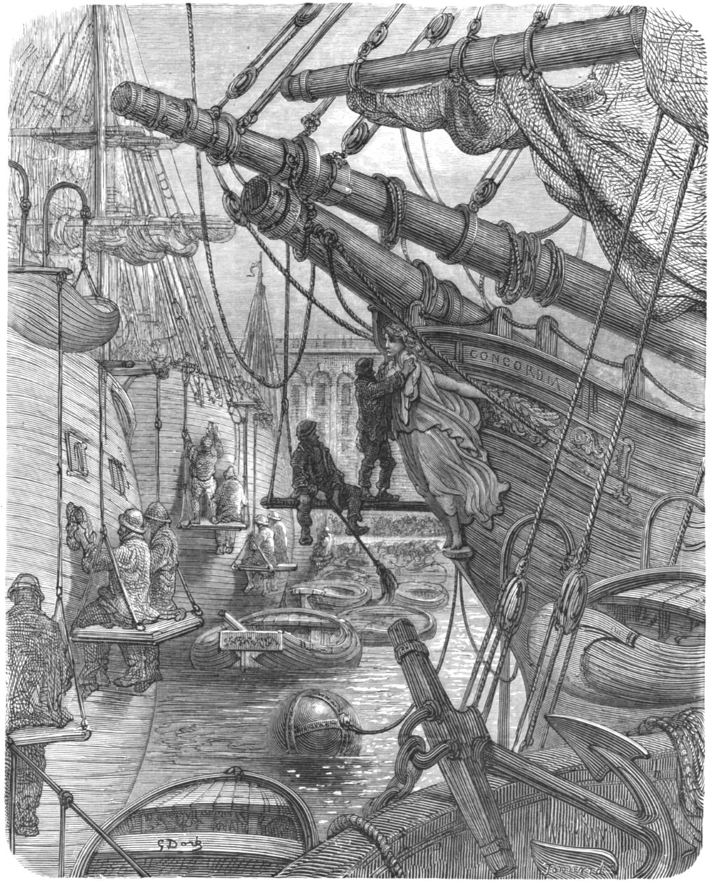 "The Docks - The Concordia", 1872. tekijältä Gustave Dore