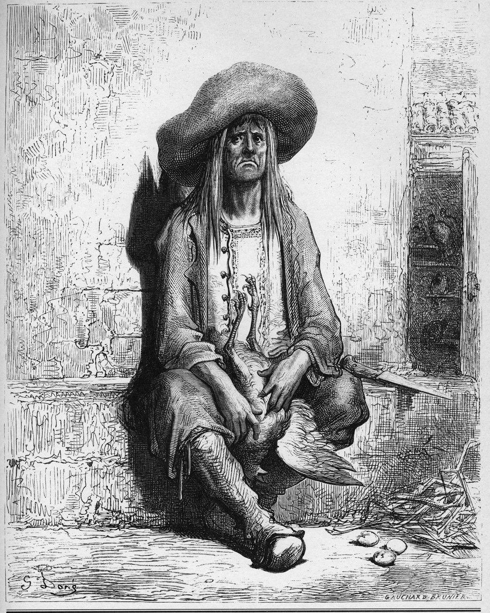 Hanhi, joka muni kultaiset munat - Jean de La Fontainen "Fablesista". tekijältä Gustave Dore