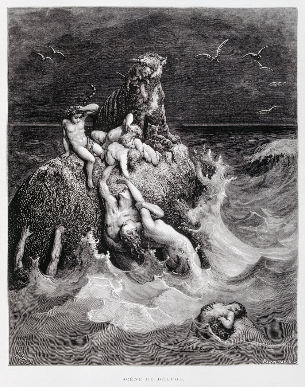 Suuri vedenpaisumus, kuvitus Doren Raamatusta tekijältä Gustave Dore