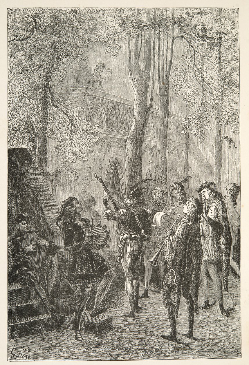The Rejoicings of Sir Gareths Marriage (Sir Garethin avioliiton ilonaiheet), Charles Henry Hansonin kirjoittamista Tarinoita kuningas Arthurin päivistä, julkaisu 1898. tekijältä Gustave Dore