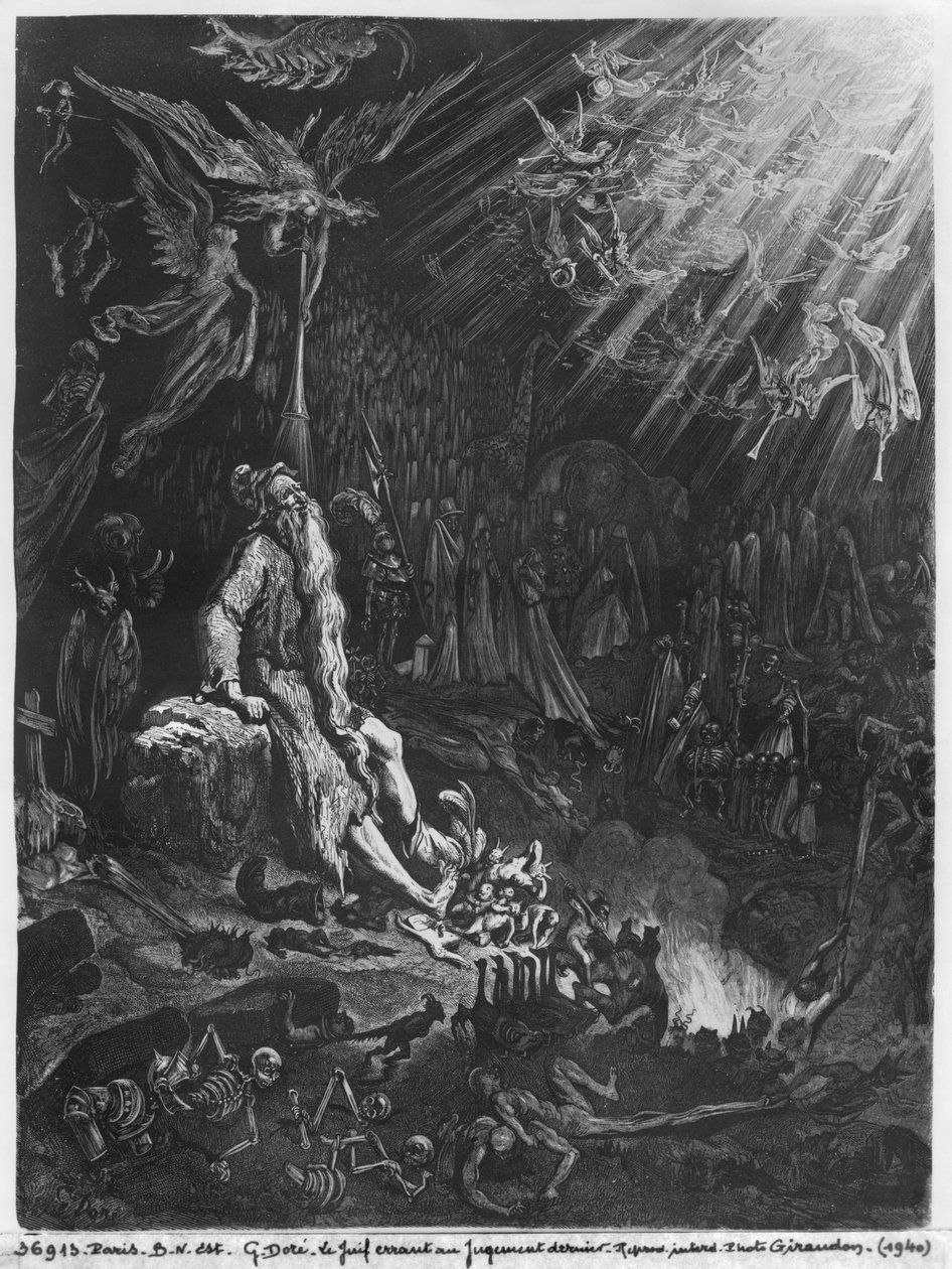 Vaeltava juutalainen ja viimeinen tuomio, kaiverrus Felix Jean Gauchard (1825-72) tekijältä Gustave Dore