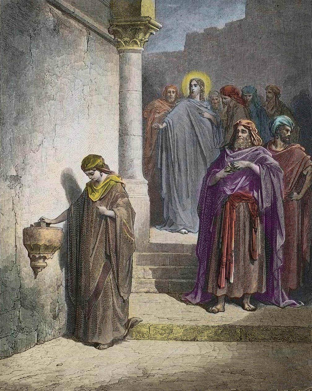 Lesken punkki (Lesken uhri) - kaiverrus Gustave Dore - myöhempi väritys tekijältä Gustave Dore