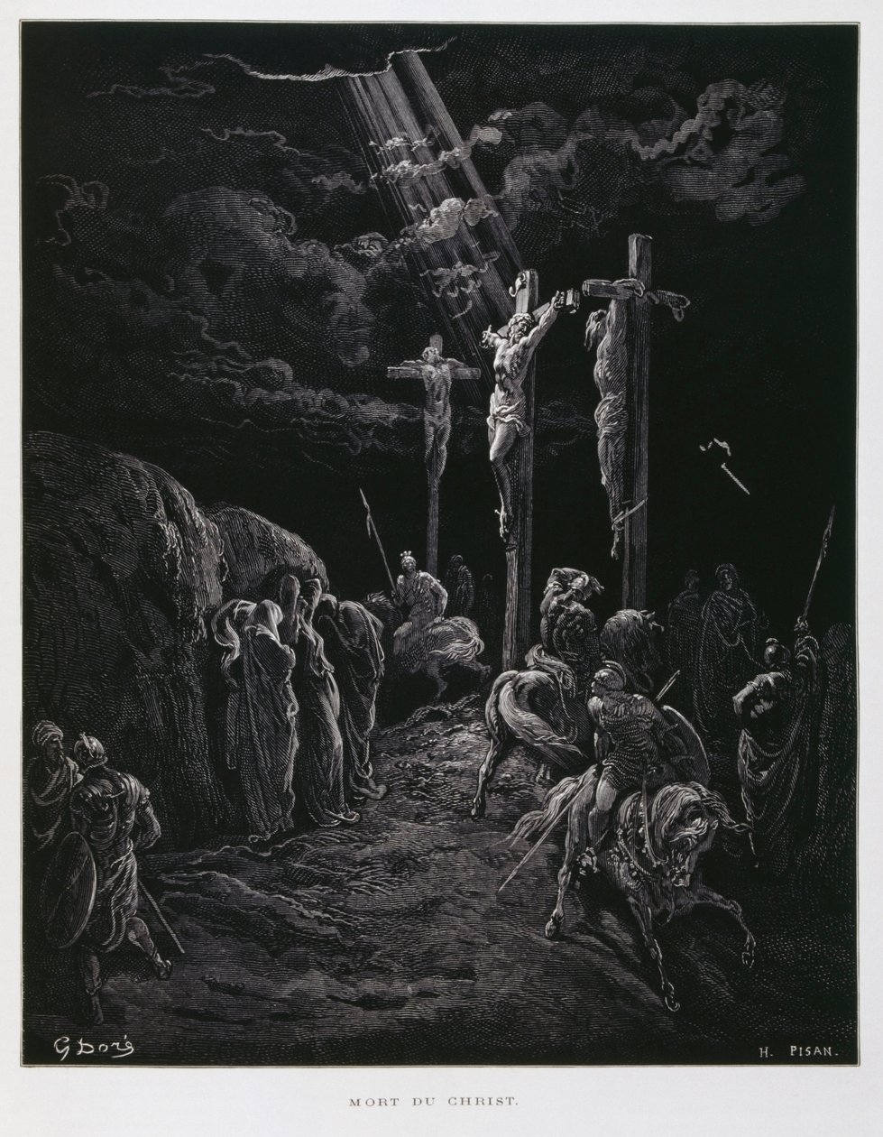 Kristuksen kuolema ristillä, kuvitus Doren Raamatusta. tekijältä Gustave Dore