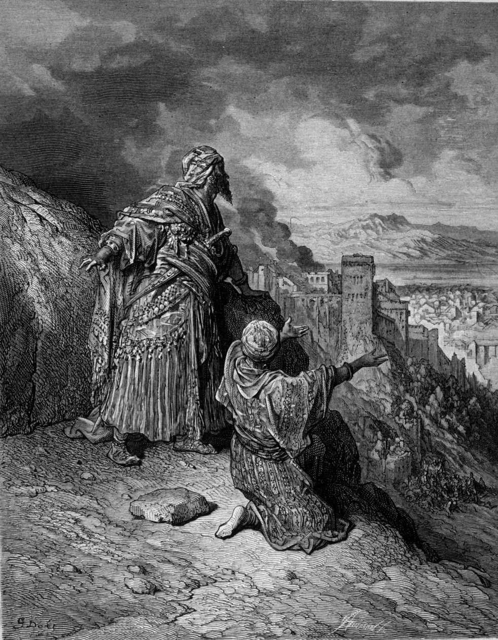 Viimeinen maurien kuningas lähtee Granadasta – Gustave Dorén kaiverrus tekijältä Gustave Dore
