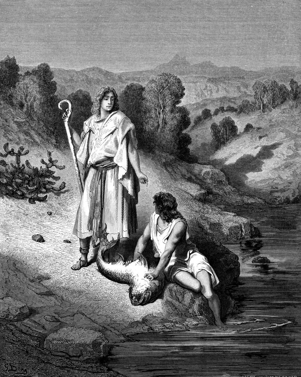 Tobias arkkienkeli Rafaelin kanssa, 1865-1866 tekijältä Gustave Dore