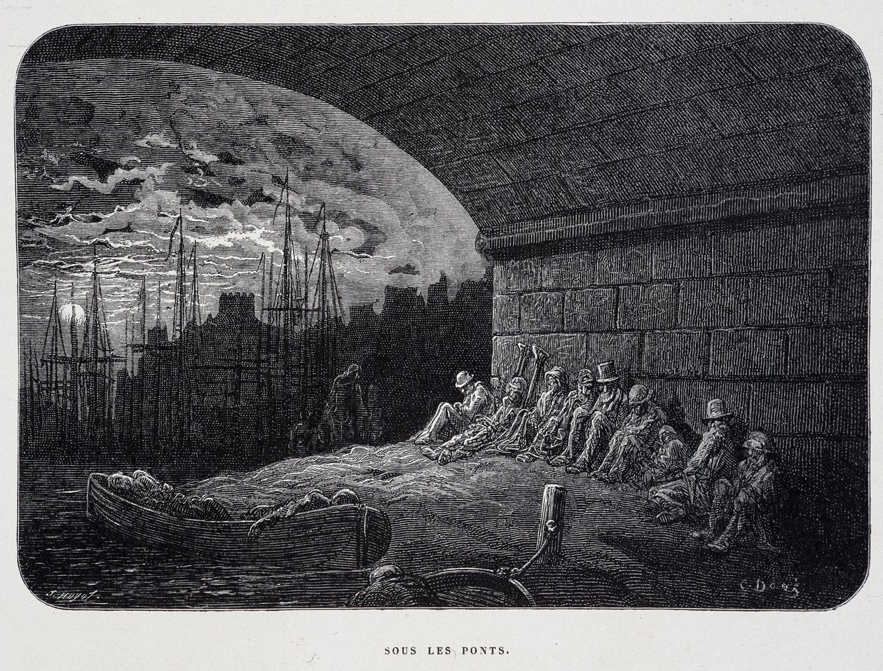 Kulkuri siltojen alla - Gustave Dorén "Lontoossa". tekijältä Gustave Dore
