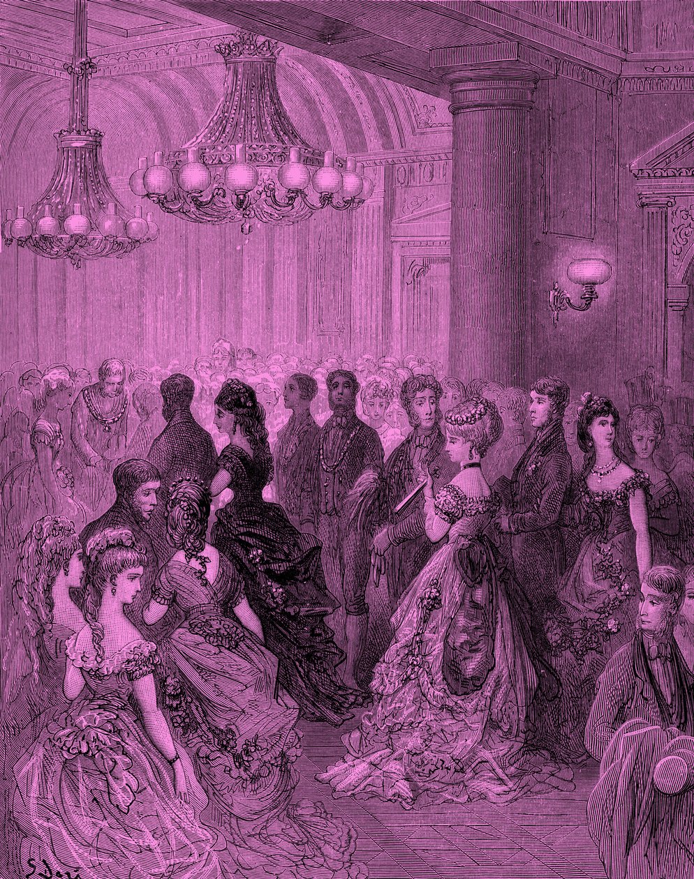 Viktoriaaninen ball Mansion Housessa, Lontoon kaiverrus Gustave Doré tekijältä Gustave Dore