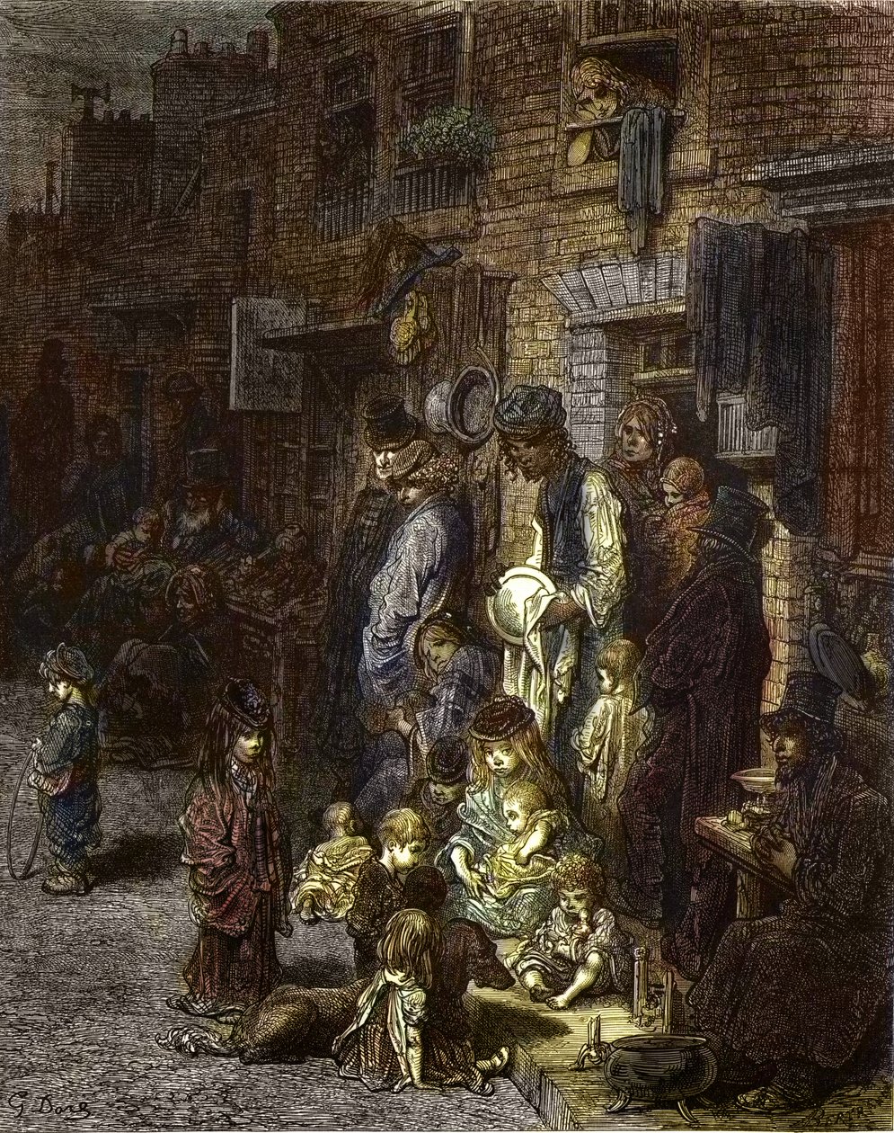 Wentworth Street, Whitechapel - teoksesta "Lontoo, pyhiinvaellus", kirjoittanut William Blanchard Jerrold (1826-94) - Gustave Doren kuvitukset - 1872 - tekijältä Gustave Dore