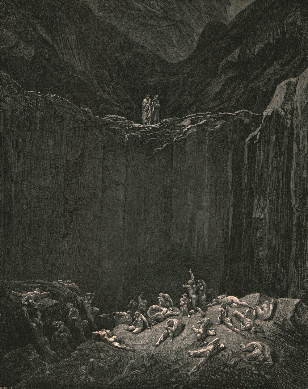 ...kaikkia etsivää oikeutta, tuomitsee väärentäjien rangaistusta, c1890. tekijältä Gustave Dore