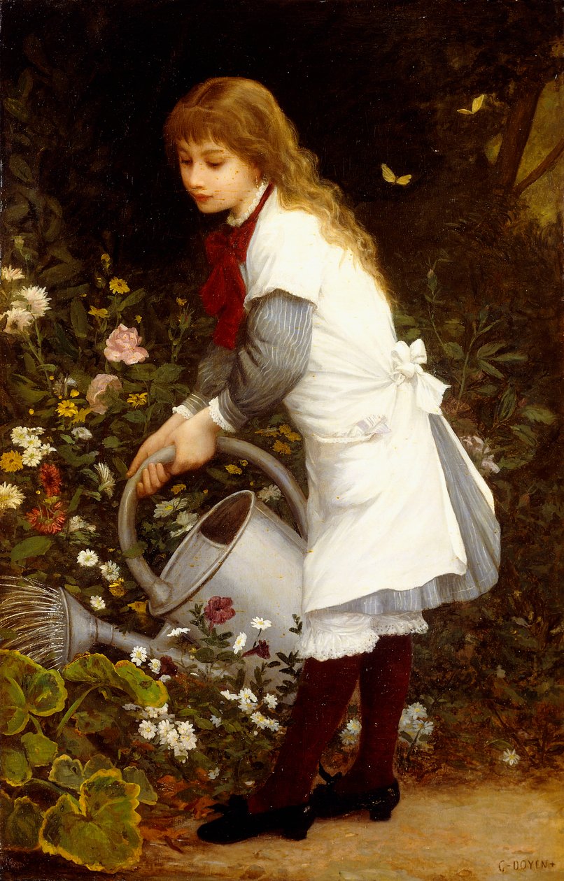 Nuori tyttö puutarhassa tekijältä Gustave Doyen