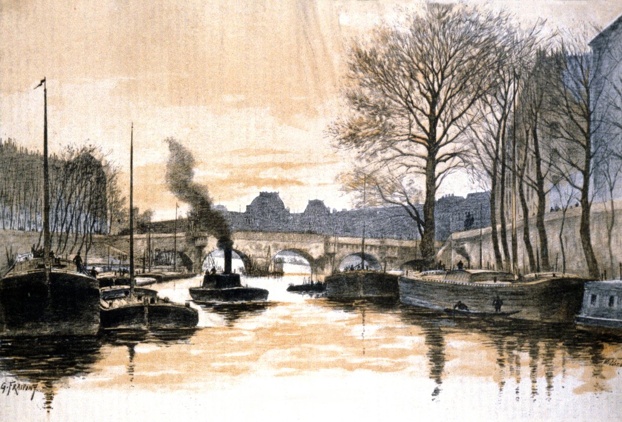 Pariisi, Seine-joki ja Pont Neuf tekijältä Gustave Fraipont