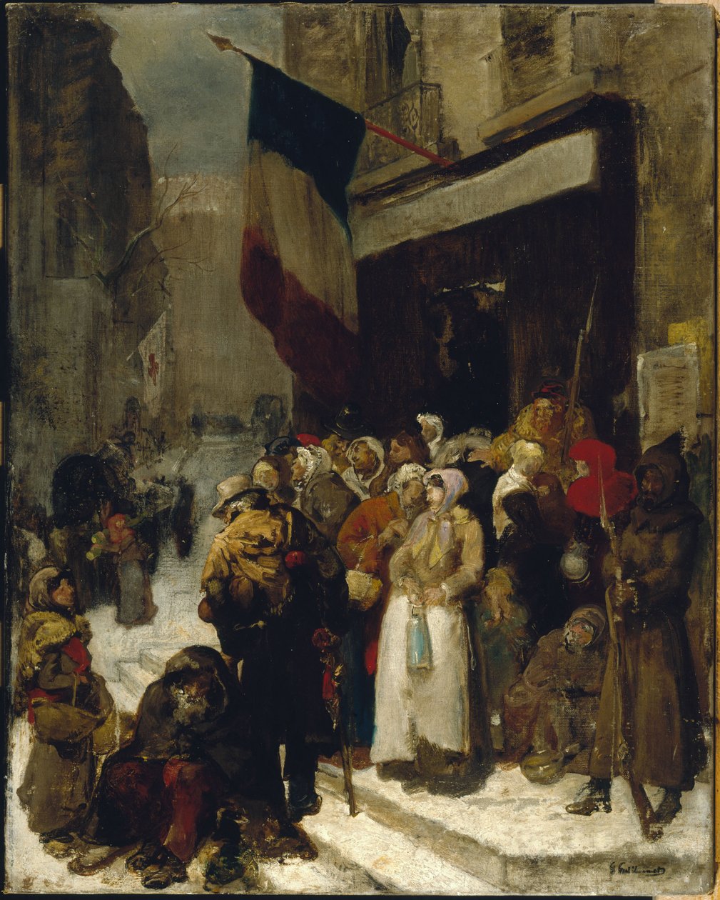Kunnallinen ruokala, Saint-Martin, Pariisin piirityksen aikana, n. 1871 (öljy kankaalle) tekijältä Gustave Guillaumet