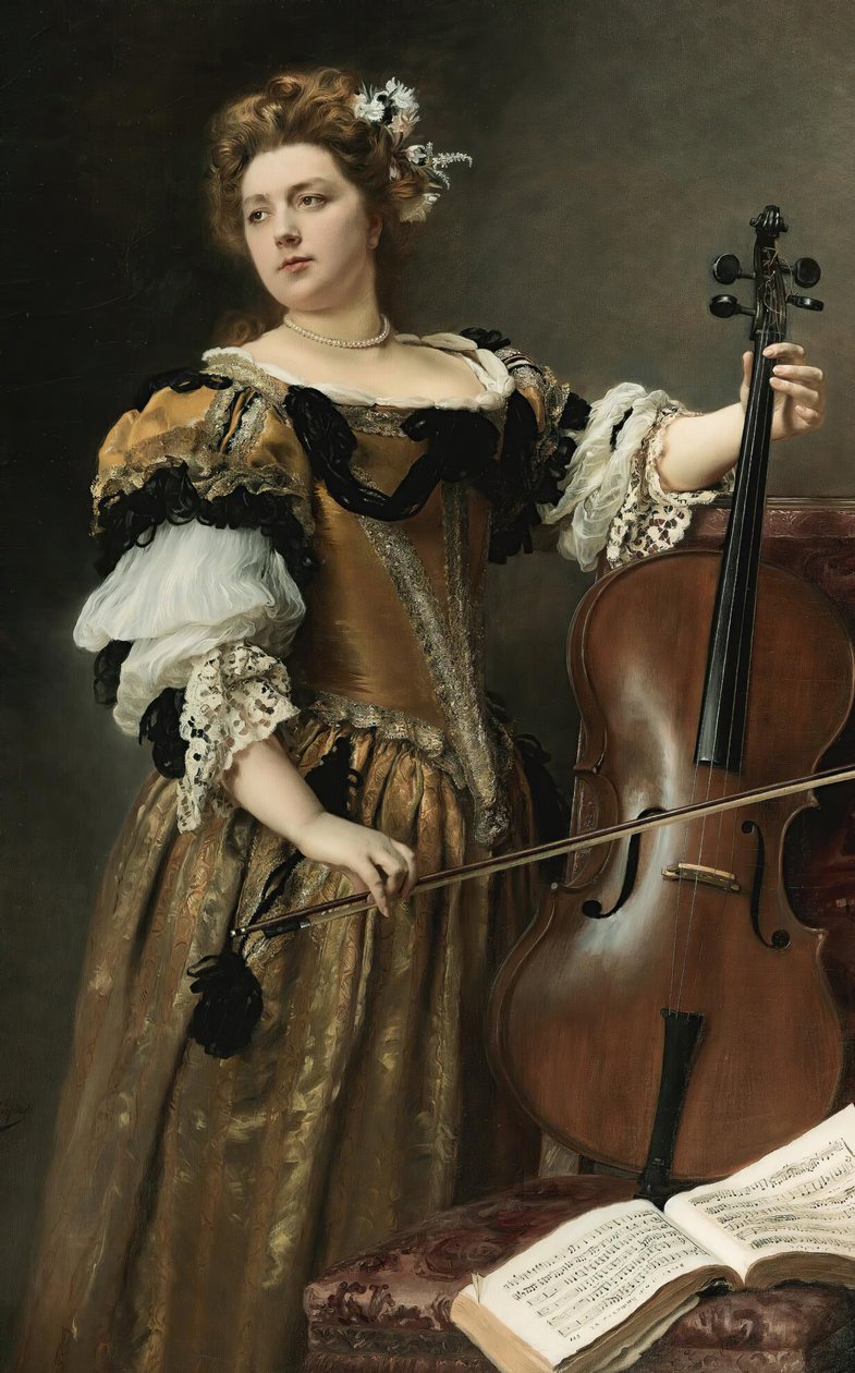 Sellonsoittaja, c. 1890. tekijältä Gustave Jean Jacquet