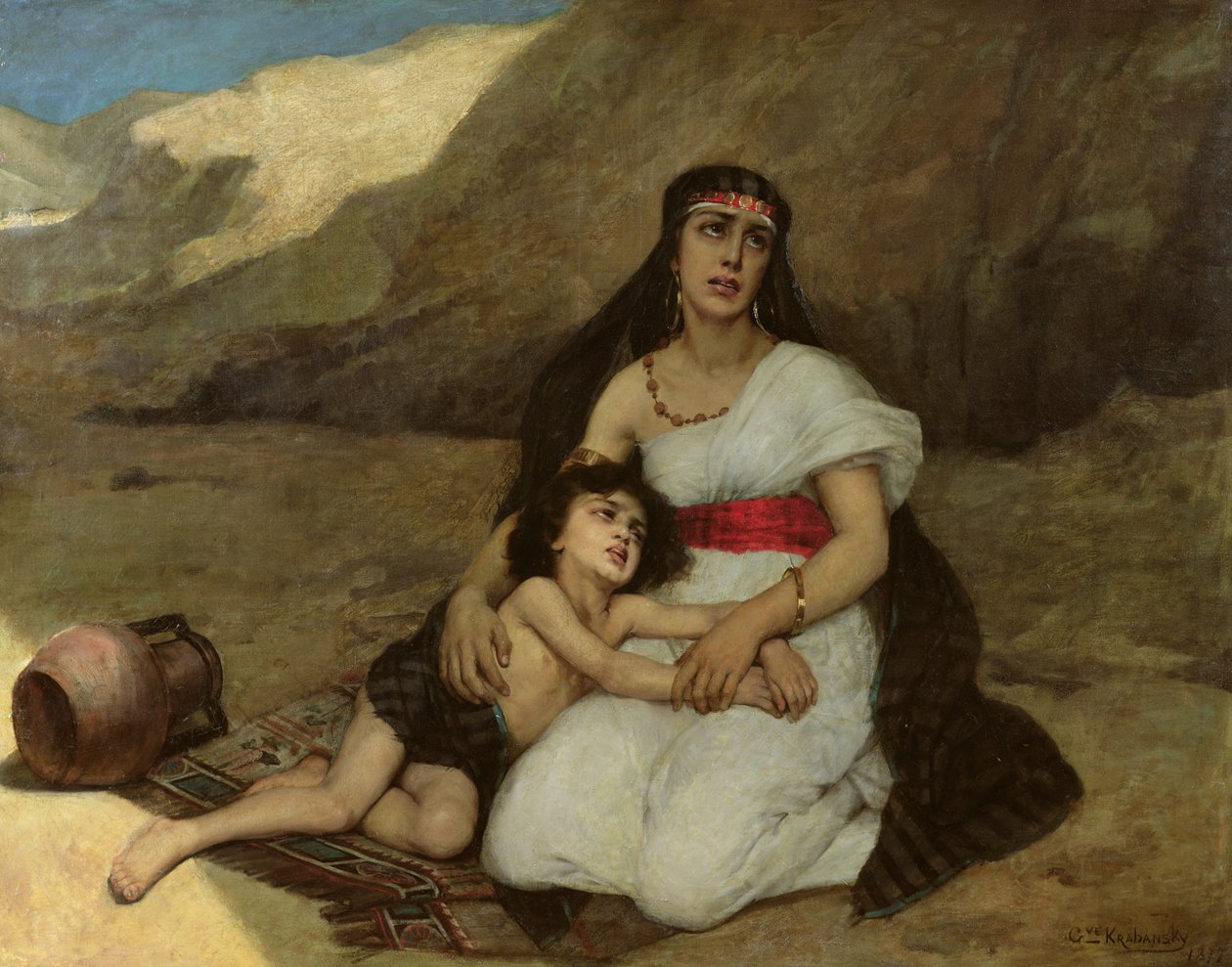 Arabinainen ja hänen lapsensa, 1877 tekijältä Gustave Krabansky