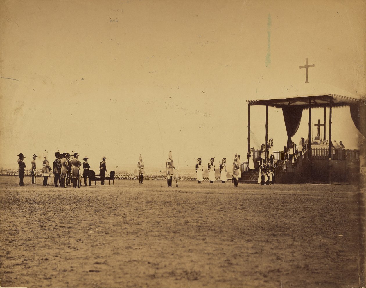 [Sotilasmessu Camp de Chalonsissa keisarin läsnä ollessa (Le messe militaire..Camp de Chalons...presence de l