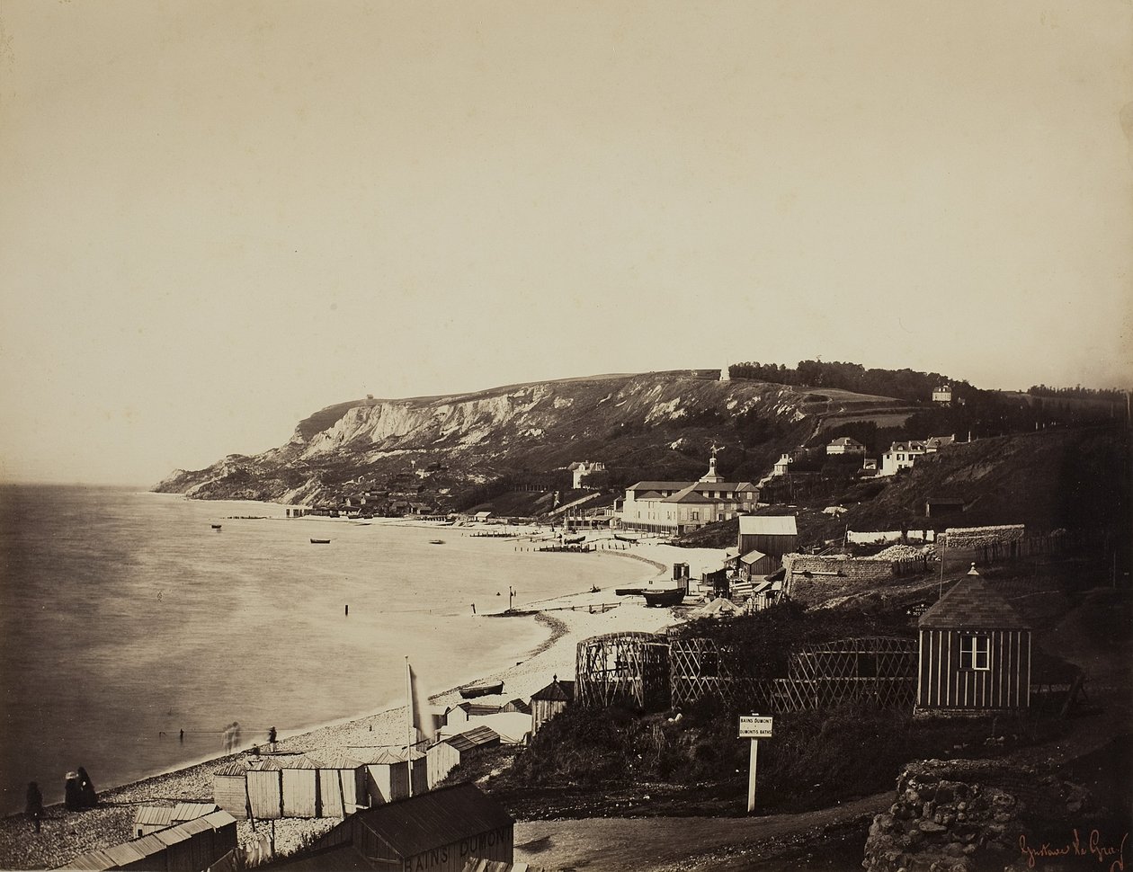Sainte-Adressen ranta Dumontin kylpylöineen, 1856-57 tekijältä Gustave Le Gray