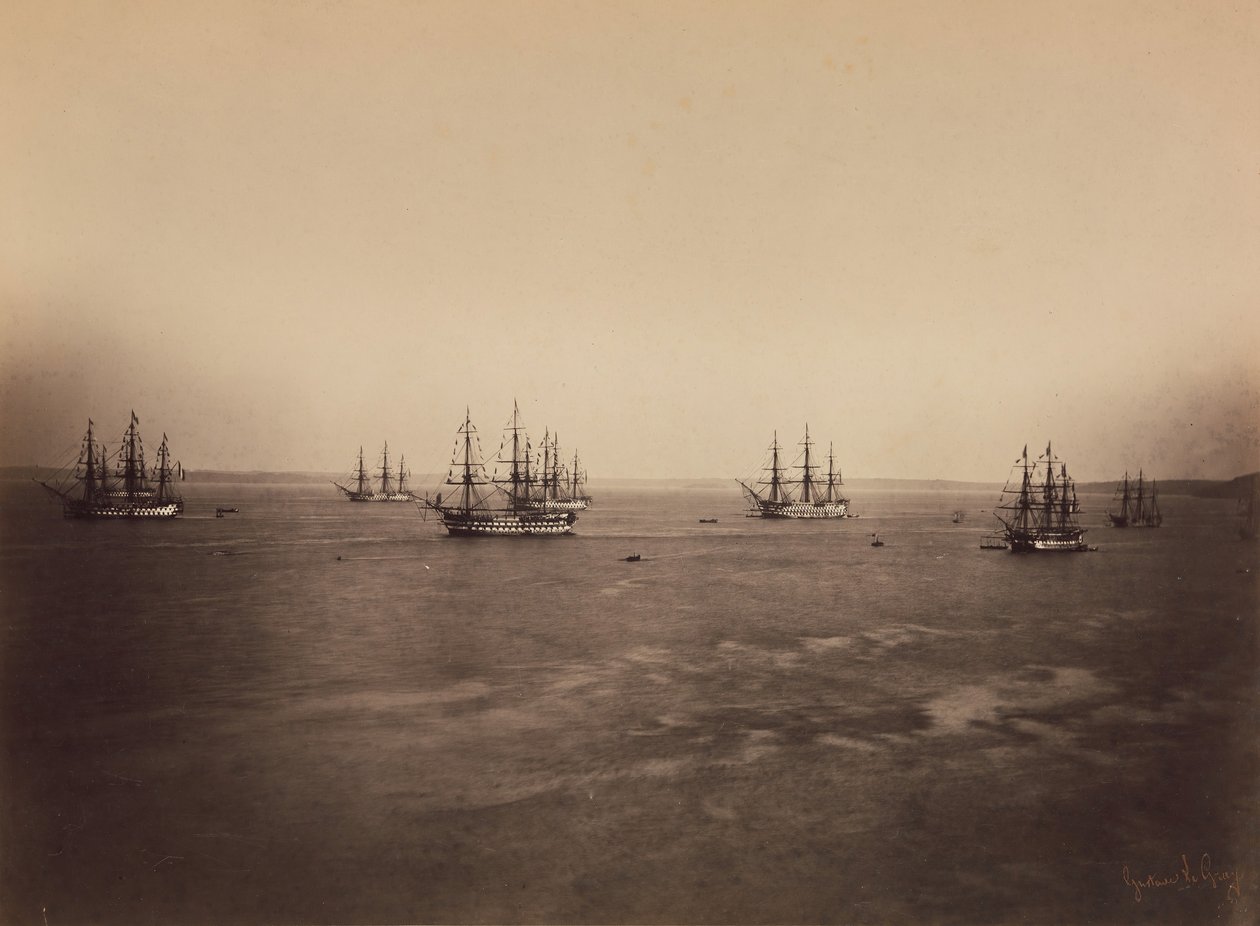 Ranskan ja Englannin laivastot, Cherbourg, elokuu 1858. tekijältä Gustave Le Gray