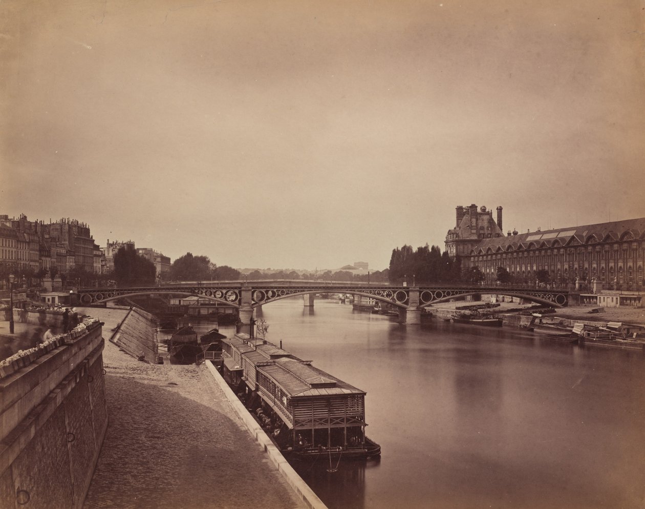 Pont du Carrousel, Pariisi: Pont des Artsilta länteen, 1856-1858 (kuva). tekijältä Gustave Le Gray