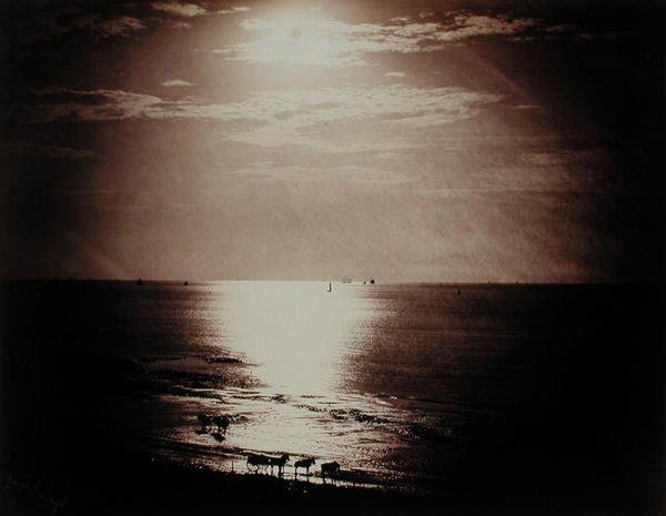 Aurinko Zenithissä, Normandiassa, n. 1860 (albumiiniprintti kollodium-lasinegatiivista) tekijältä Gustave Le Gray