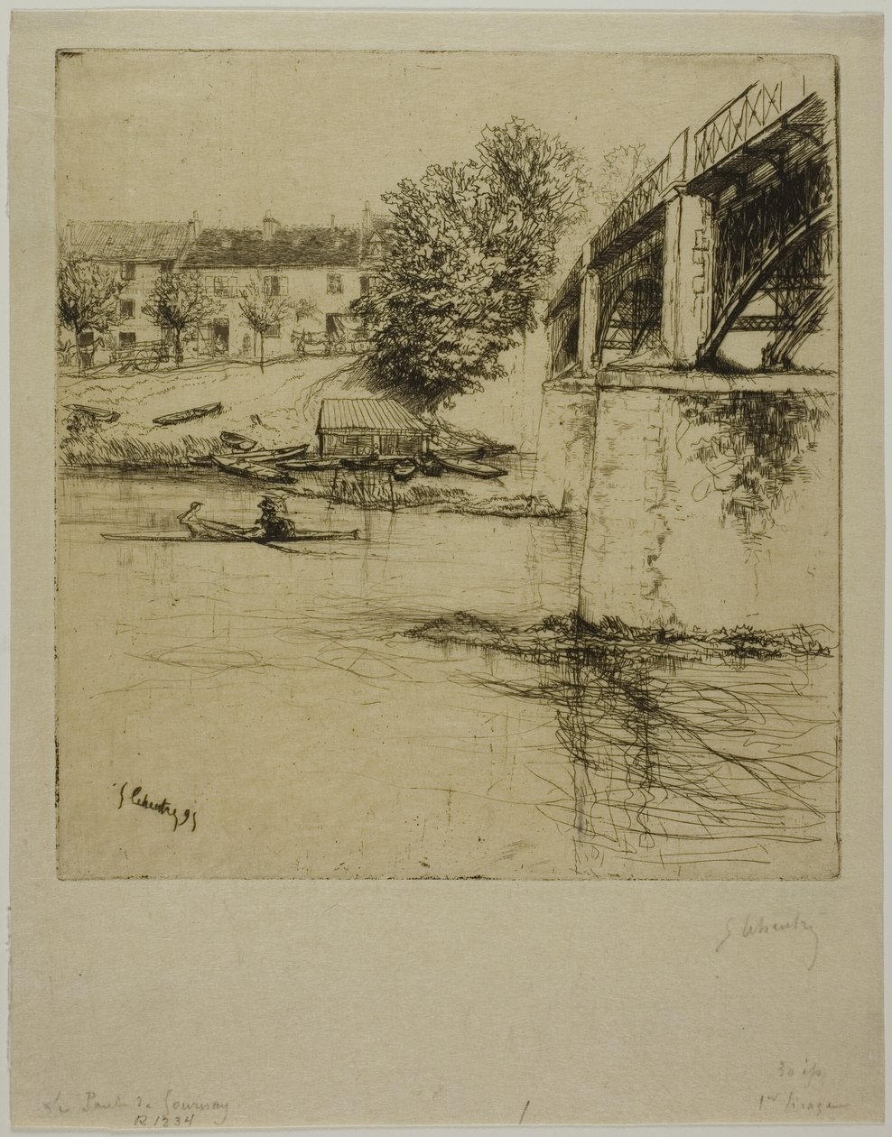 Gournayn silta sivulta katsottuna tekijältä Gustave Leheutre
