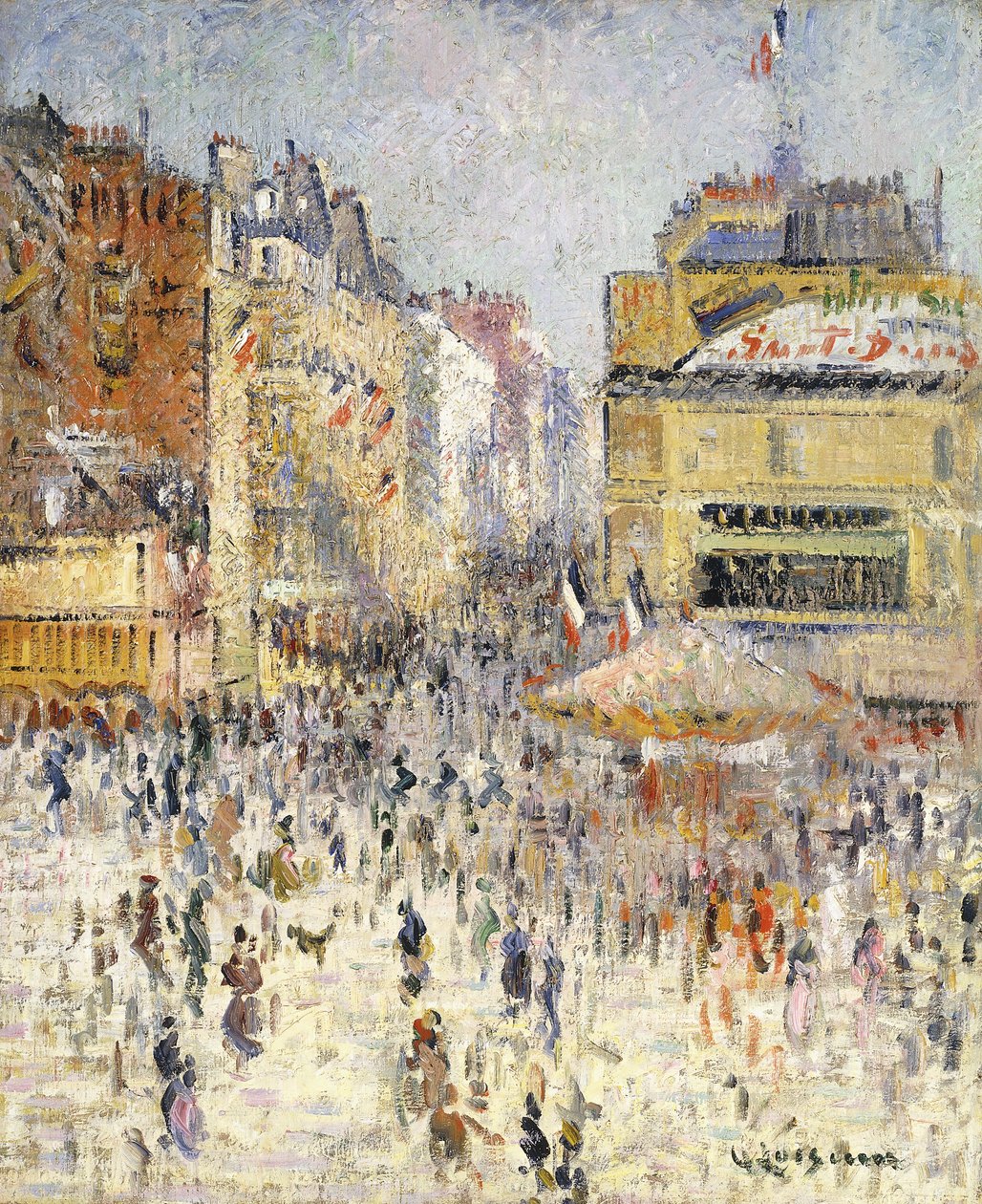 Bastille-päivä Rue de Clignancourtilla, Pariisissa; Neljästoista heinäkuuta Pariisissa, Rue de Clignancourt, tekijältä Gustave Loiseau