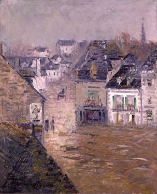 Fine Rain, Pont Aven, n. 1922 (öljy kankaalle) tekijältä Gustave Loiseau