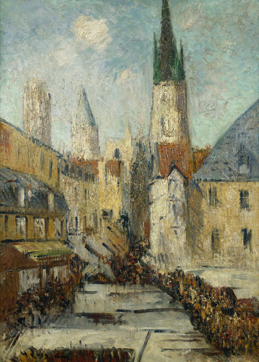 Rue de l"Epicerie ja Rouenin katedraali, noin 1929 tekijältä Gustave Loiseau