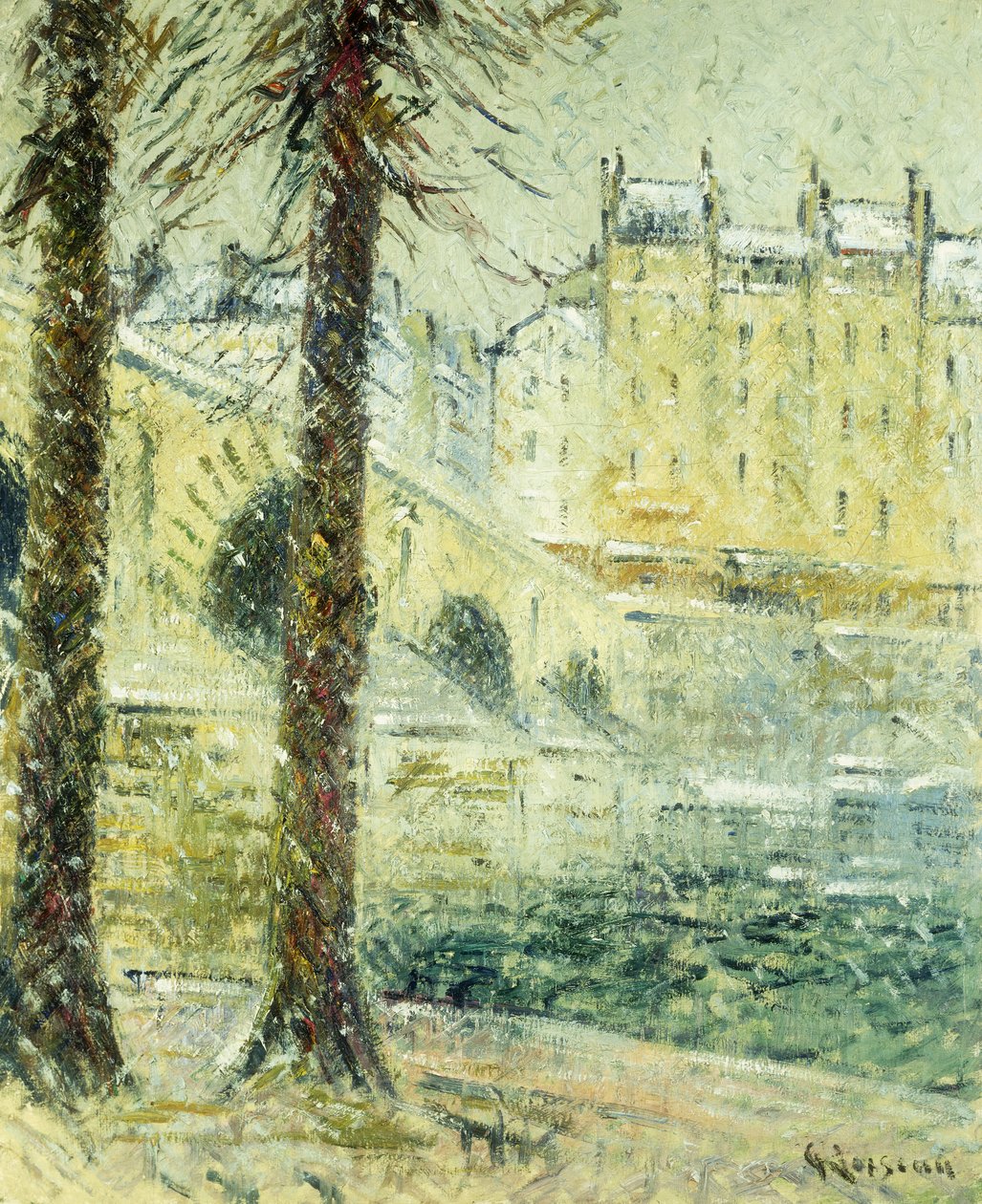Pont Marie lumessa; Pont Marie, Lumiefekti, n. 1926 tekijältä Gustave Loiseau