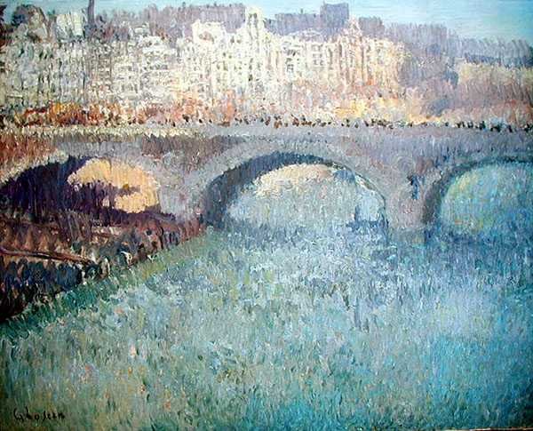 Näkymä Pont Neufille (öljy kankaalle) tekijältä Gustave Loiseau