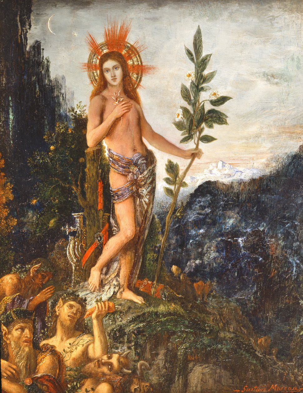 Apollo vastaanottaa paimenten uhrit tekijältä Gustave Moreau