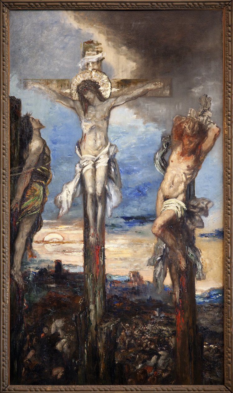Kristus ja kaksi ryöväriä tekijältä Gustave Moreau