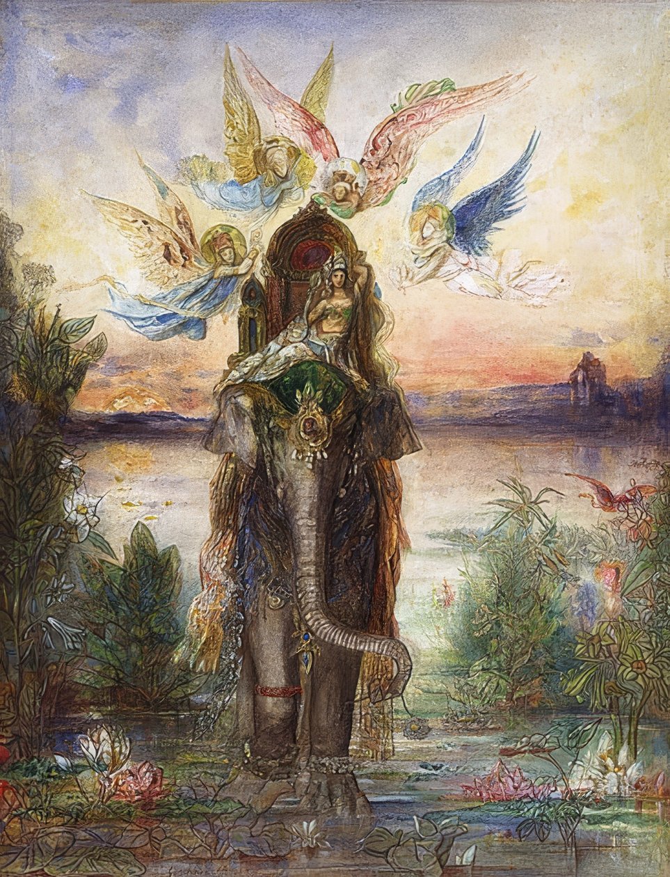 Der Heilige Elefant (Peri). 1882 tekijältä Gustave Moreau
