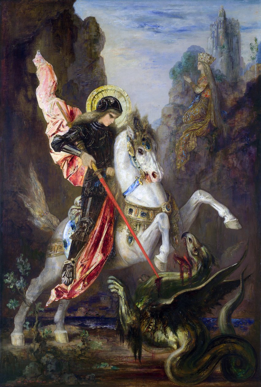 Ranskalainen:  Saint-Georges et le dragon Pyhä Yrjö ja lohikäärme: Saint-Georges et le dragon tekijältä Gustave Moreau