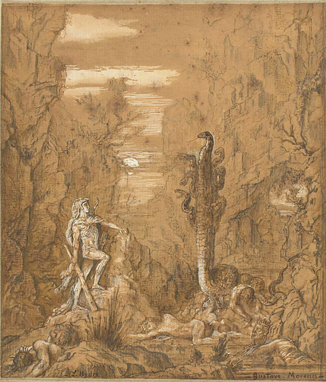Herkules ja Lernan hydra tekijältä Gustave Moreau