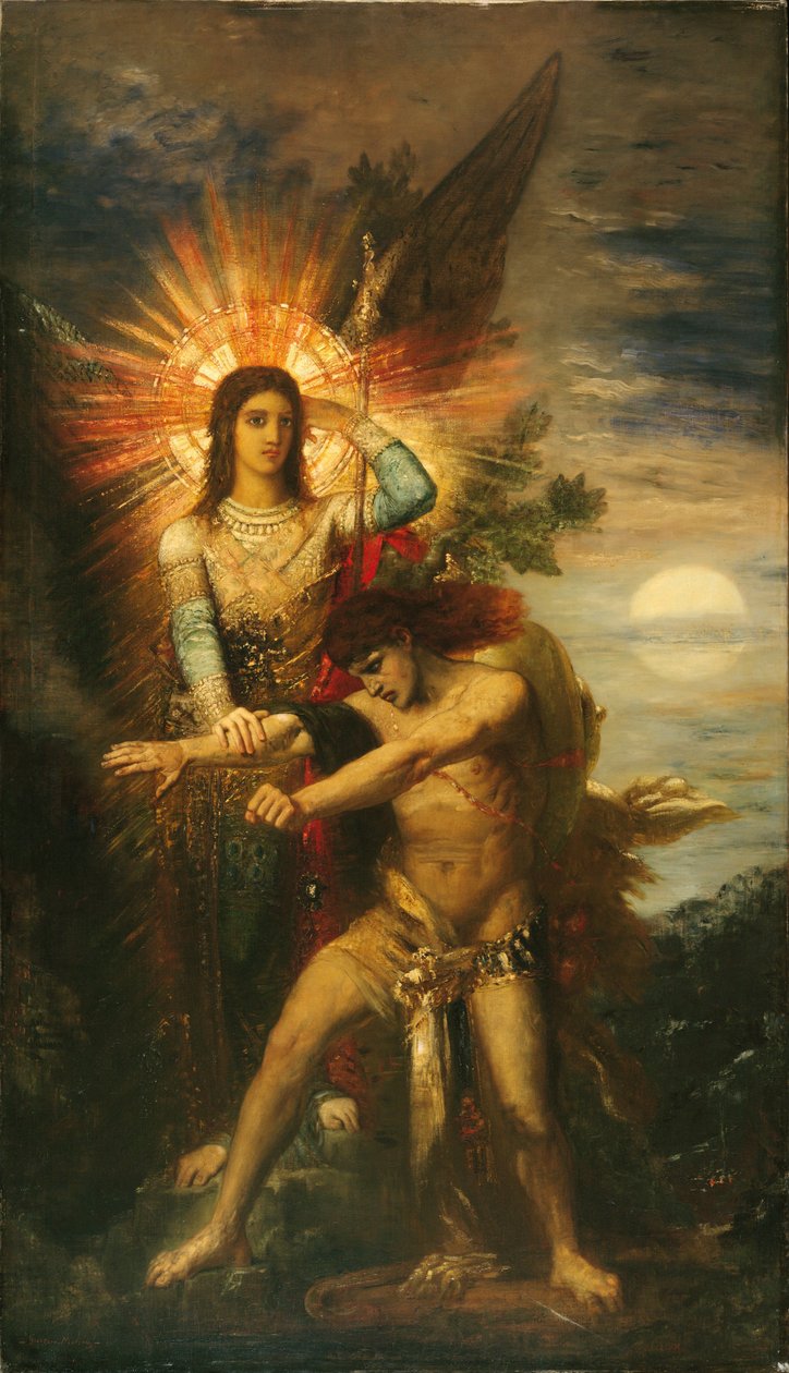 Jaakob ja enkeli tekijältä Gustave Moreau
