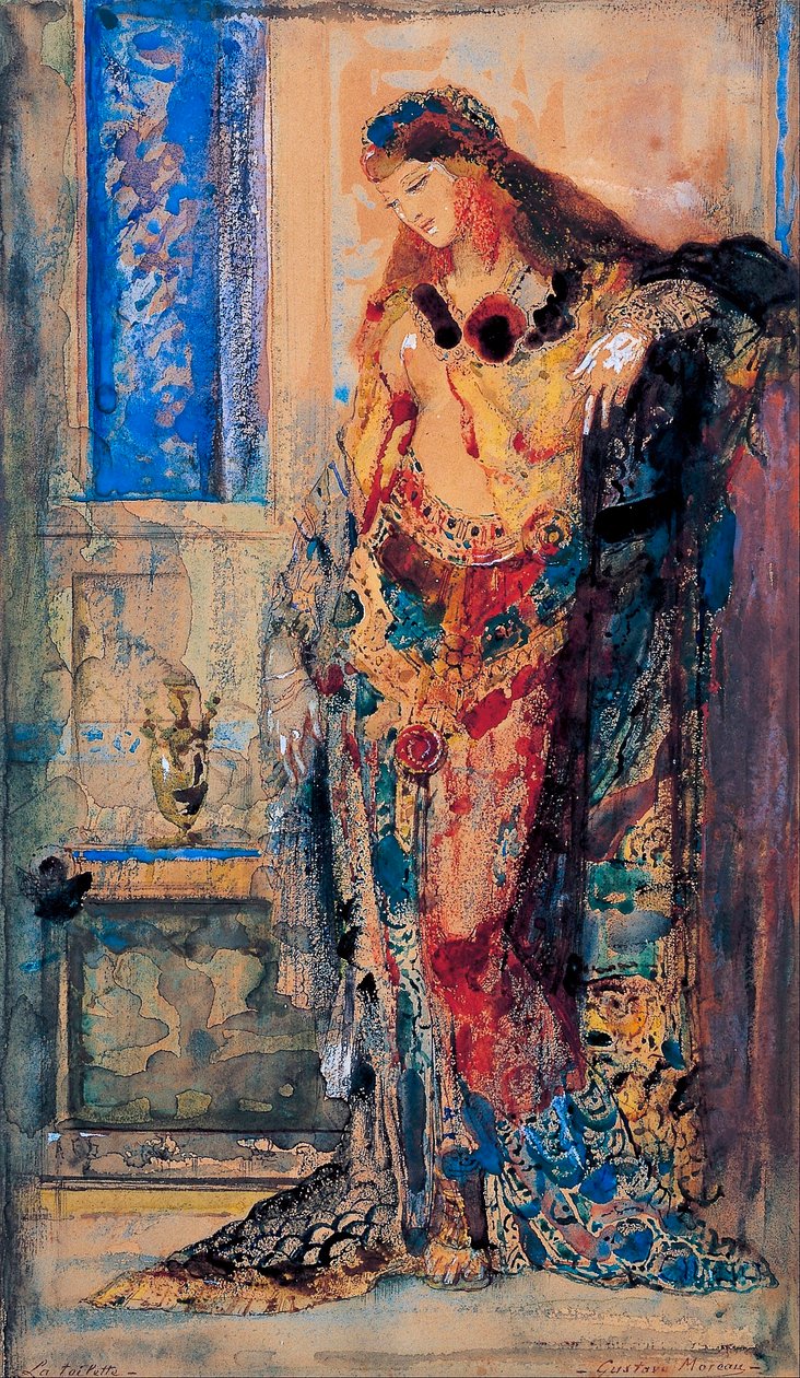 ""WC"" Orientalismi, nuori nainen negligeeissä - Gustave Moreaun (1826-1898) maalaus 1885-1890 Bridgestonen taidemuseo Tokio, Japani tekijältä Gustave Moreau