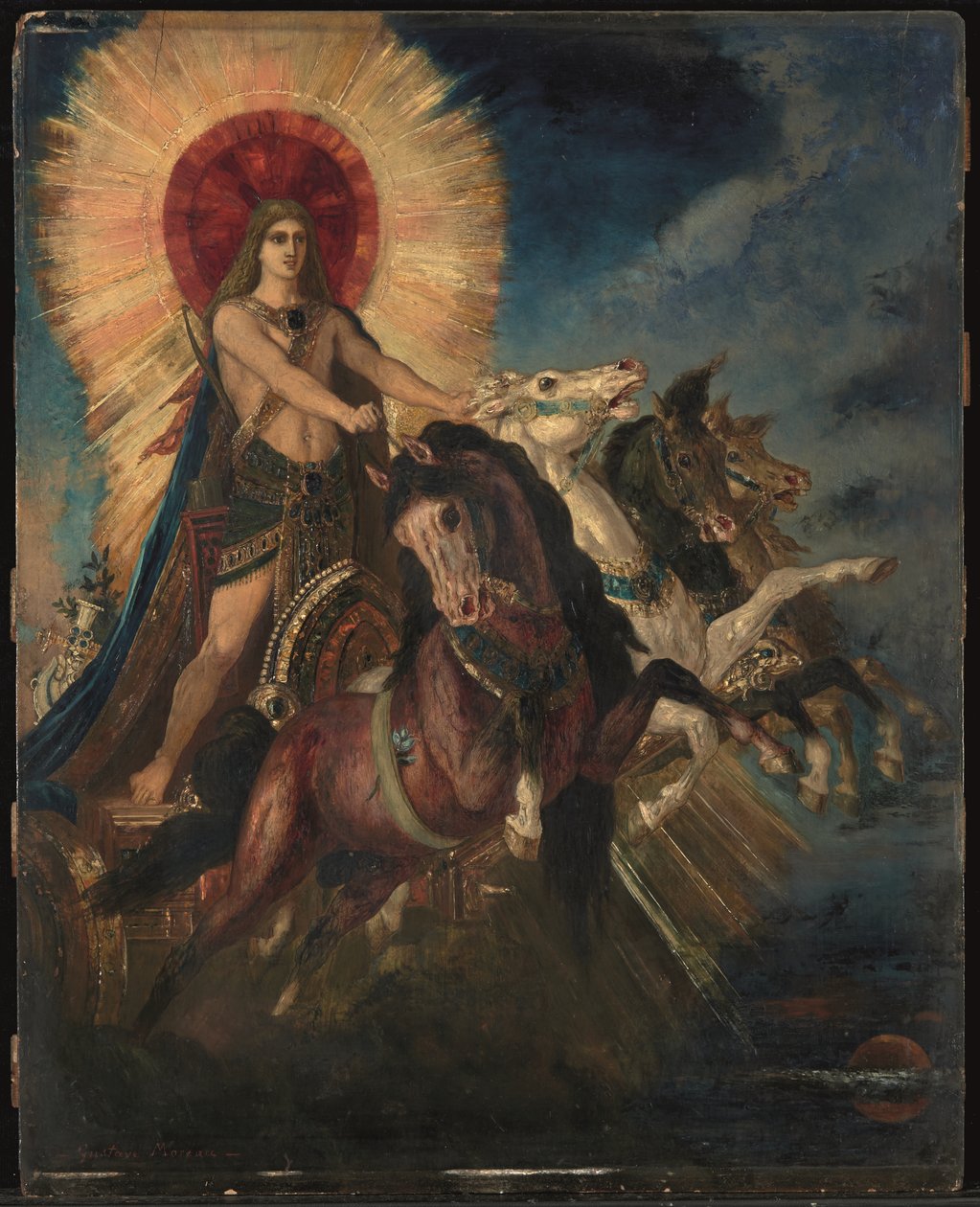 Apollon tai Phoebus-Apollon vaunut (öljy paneelille) tekijältä Gustave Moreau