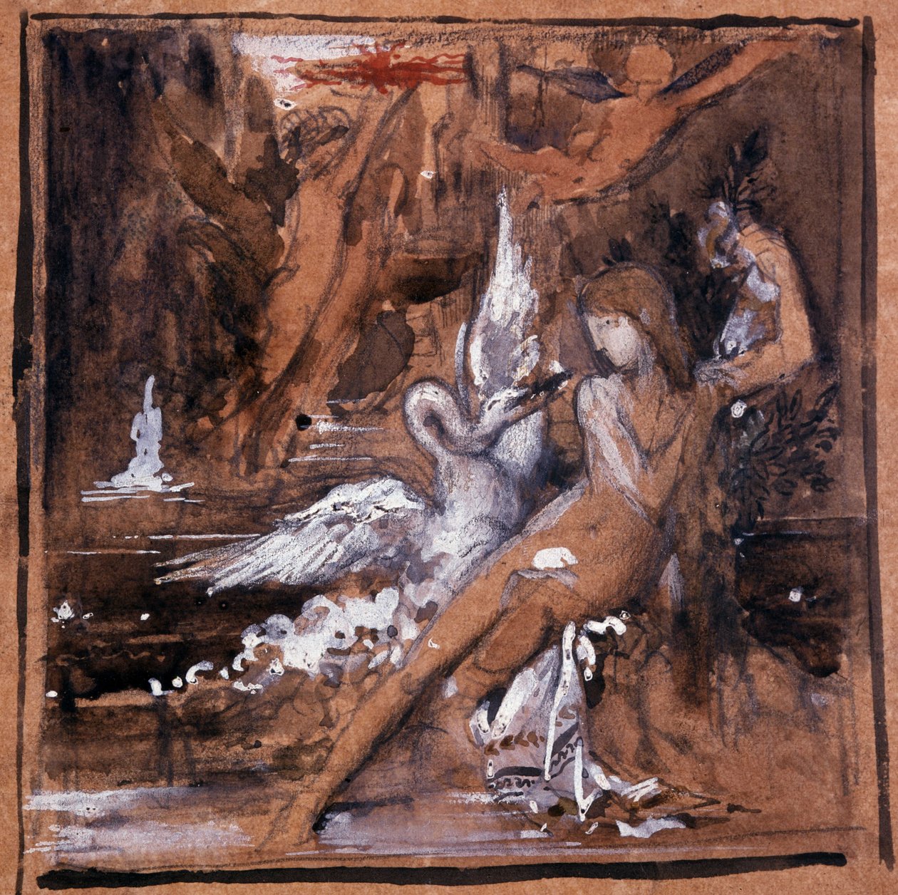 Leda ja Swan. Gustave Moreaun (1826-1898) piirustus. tekijältä Gustave Moreau